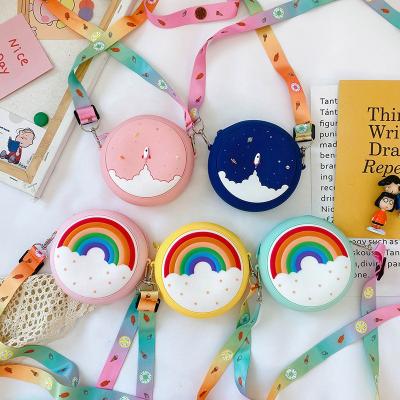 China Mini Colorful Kawaii Cute Small Round Silicone Rainbow Donut Star Multifunctional Sky Circle Kids Freeze Key Chain Pocket Coin Wallet Purse Bag for sale