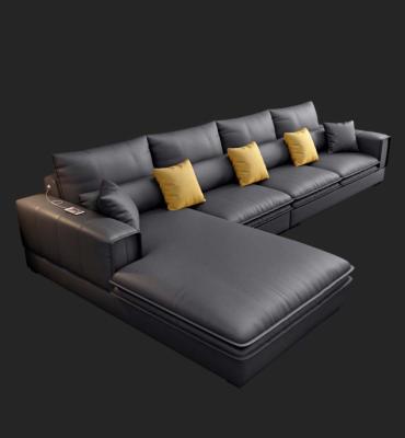 China Modern American Leather Fiber Technology Slipcovered Style Fabric L Form Corner Sofa Set Living Room Sofas for sale