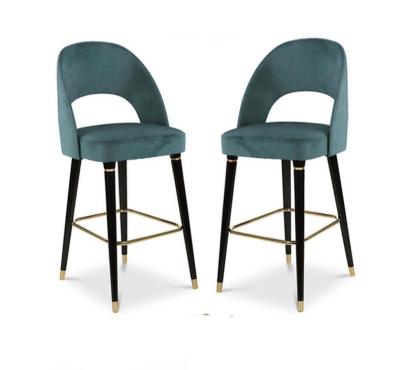 China Contemporary Custom Modern Velvet High Legs Metal Bar Stools Chair For Cafe Bar Table Kitchen for sale