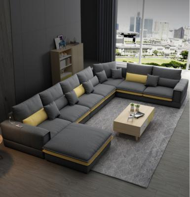 China Slipcovered Living Room Furniture Modern Fabric Corner Sofa 7seater U Shape Sofa Set for sale