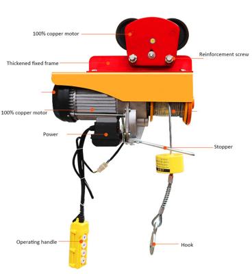 China Mini Wire Rope Hoist Construction Electric Wire Hoist Electric Hoist Trolley for sale