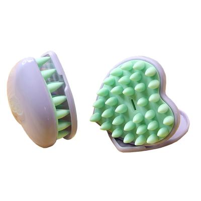 China Wholesale Waterproof No Handle Heart Shape Silicone Head Scalp Shampoo Brush Soft Hair Shampoo Brush Silicone Scalp Massager With Base for sale