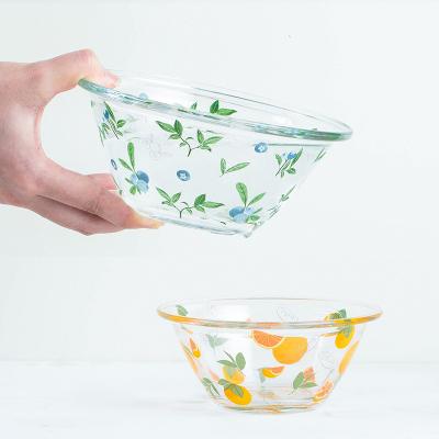 China Sustainable Hot Sale Microwave Oven Safe Glass Salad Bowl Color Sprayed 5 Pcs Dessert Bowls Glass With Polyfoam Packing for sale