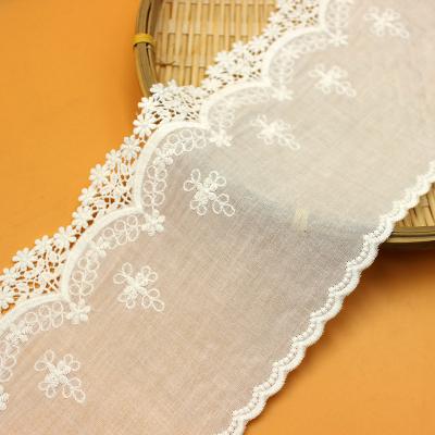 China Viable Wholesale High Quality Tablecloth 13CM Wide Cotton Safa Lace Embroidery Fabric Lace For Garment for sale