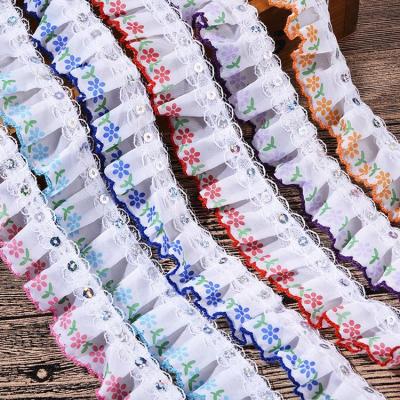 China Viable Wholesale High Quality 3CM Ruffles Sequins Lace Up For Decoration for sale