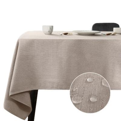 China 320g Waterproof Customization 47*63 Inch 120*160cm Faux Beige Solid Color Cotton Linen Rectangular White Table Cloth for sale