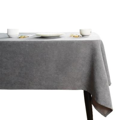 China 260gsm Waterproof Customization 57*118 Inch Plush 145*300cm Solid Color Dark Gray Soft Oblong Rectangular Table Cloth 1 Piece for sale