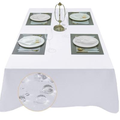 China 155gsm Waterproof Customization 47*63 Inch 120*160cm Satin Solid Color Tassel Super White Rectangular White Table Cloth for sale