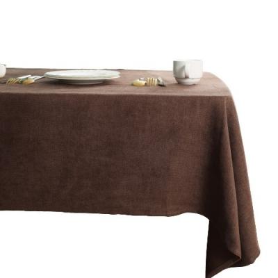 China 260gsm Waterproof Customization 55*71 Inch 140*180cm Plush Solid Color Table Cloth Soft Oblong Rectangular Luxus Brown for sale