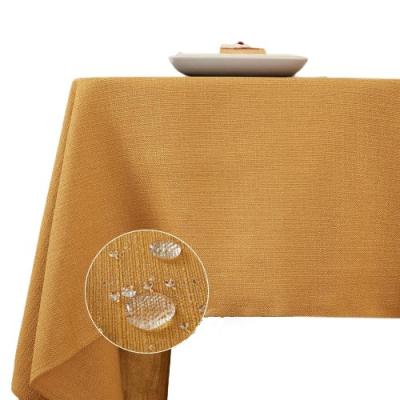 China 320gsm waterproof customization 55*71 inch 140*180cm gold solid color faux oblong hotel linen tablecloth for sale