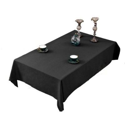 China Customization 55*94 Inch 140*240cm Waterproof 190g Black Rectangular Faux Linen Indoor Indoor Outdoor Table Cloth With Umbrella Hole for sale