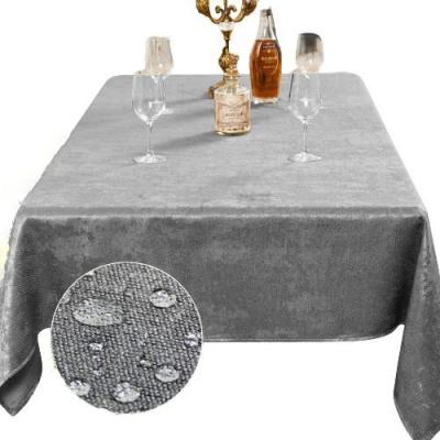 China Customization 57 * 118 Waterproof 260gsm Dark Gray 64 x 40 Inch 145*300 Cm Polyester Shooting Crepe Solid Color Rectangular Tablecloth for sale