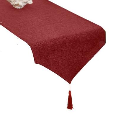 China Wholesale Europe 320gsm Full Faux Polyester Solid Color Christmas Table Cloth Runner for sale