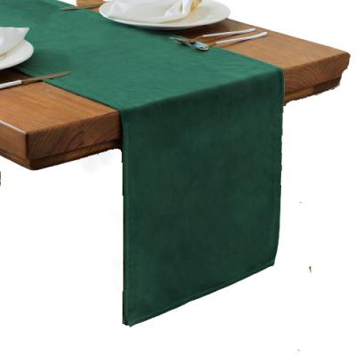 China Wholesale Europe 240gsm Velvet Solid Color Dutch Dining Woven Green Table Runner for sale