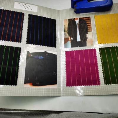 China Waterproof Ready To Ship Pin Stripe Cotton Stretch Velvet 320gsm Cloth Fabric For Jacket Vest And Pants for sale