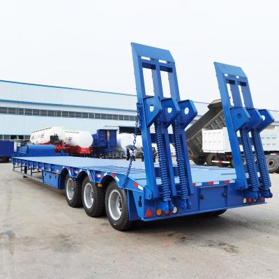 China Truck Trailer 3 Axle 80T 100 Ton Low Bed Low Bed Gooseneck Lowbed Trailer for sale