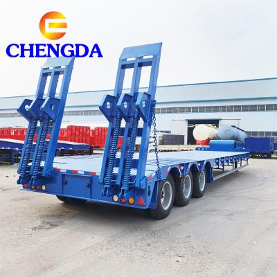 China Semi Truck Trailer 3 Axle Air Suspens Low Bed Lowbed Trailer for sale