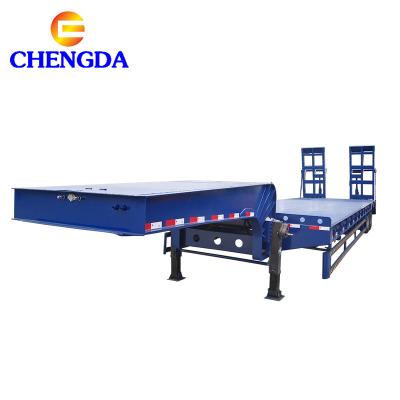 China Truck Trailer 2 Axles 30ton 5th Wheel Lowbed Platform Drop Semi Trailer for sale