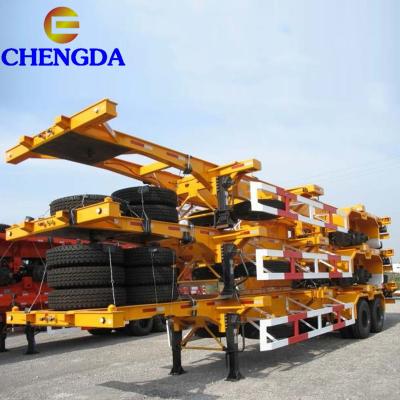 China Skeleton Semi Truck Trailer Container Flat Bed 3 Axle 40ft Chassis Trailer for sale