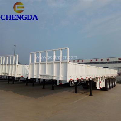 China New 3axle 4axles 40ton Cargo Semi Truck Trailer Drop Side Wall Barrier Trailer for sale