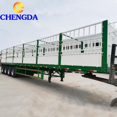 China Truck Trailer 3 Axle 40T 60 Ton Cargo Side Wall Trailer Sideboard Drop Wall Semi Trailer for sale