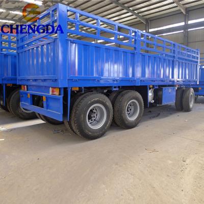 China Truck Trailer 3 Axles Side Wall Full Cargo Trailer With Draw Bar for sale