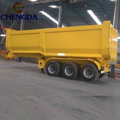 China Truck Trailer Drop Off 3 Axle Tandem Side Hydraulic Tipper Semi Dump Truck Trailer for sale