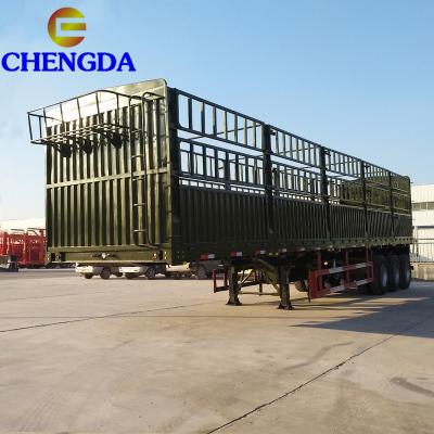 China Truck Trailer 3 Axle Used Enclosed Fence Cargo Dump Side Wall Barrier Semi Trailer for sale