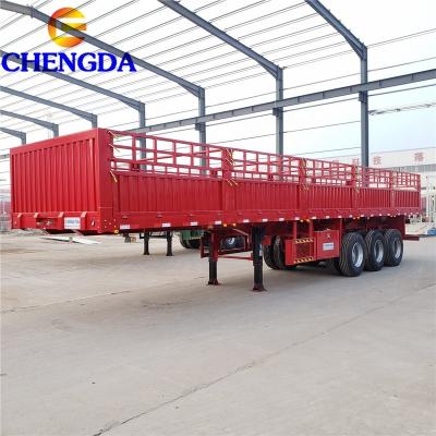 China High Efficiency Used New 40ton 60ton 3 Axle Fence Cargo Trailer Truck Semi Trailer for sale