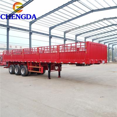 China Truck Trailer New 3 Axles Enclosed Barrier Semi Truck Trailer Cargo Transport Cattle Trailer for sale