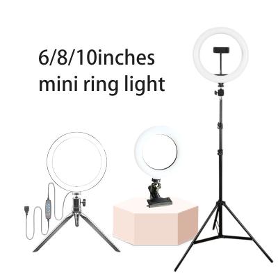 China Mini 6 inch Photogrphy led Ring Light Plastic Black Mini Ring Light for photo à venda