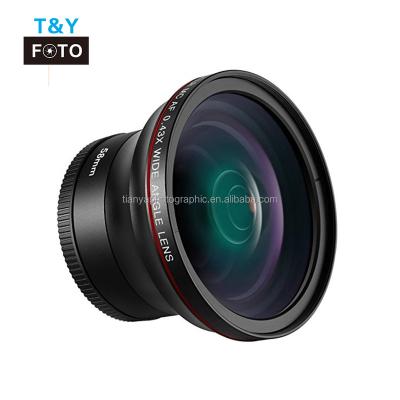 中国 Lens No Distortion 58mm 0.43X Wide Angle HD Macro Lens For Canon EOS Rebel DSLR Cameras 販売のため