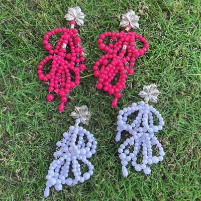 China BOHEMIA Boho Beaded Earrings For Women Trendy Acrylic Seed Bead Tassel Earrings Handmade Beaded Tassel Long Drop Earrings Jewelry Women for sale