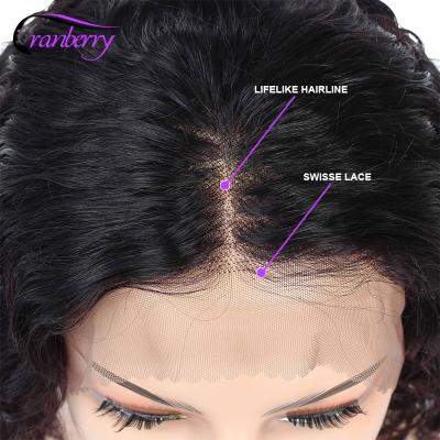 China Free Sample HD 13by4 Body Wave Lead Peruvian Peruvian Front Wholesale Deep Curly Lace Front Human Hair Wig With Baby Hair for sale