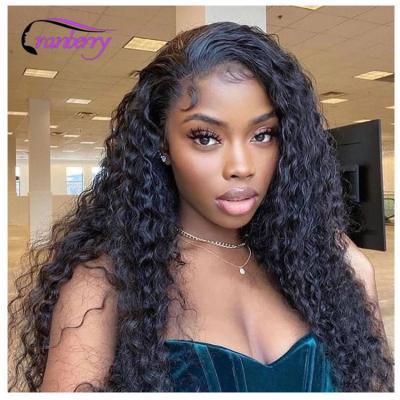 China Raw Unprocessed Deep Wave Cuticle Aligned Natura Human Undetectable Glueless Deepwave 13x4 13 x 6 HD 360 Lace Frontal Wig With Baby Hair for sale