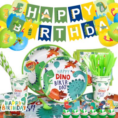 China Disposable Paper Dinosaur Tableware Set Birthday Party Supplies Boy Birthday Supplies Children's Party Decoration for sale