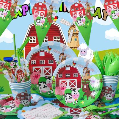 China Promotion Farm Cow Ranch Birthday Party Supplies Store Decorative Disposable Paper Napkin Paper Cup Party Supplies for sale