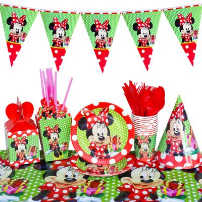 China Minnie birthday party PAPER decoration supplies children's festival party decoration girl's birthday cake topper for sale