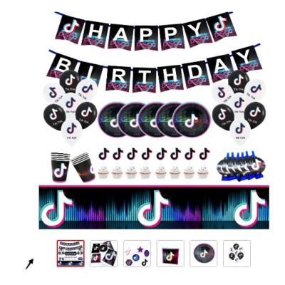 China Eco-Friendly Disposable Tik Theme Birthday Printing Music Logo Banner Top Hat Party Balloon Cake Top Hat Supplies Decoration Party Supplies for sale