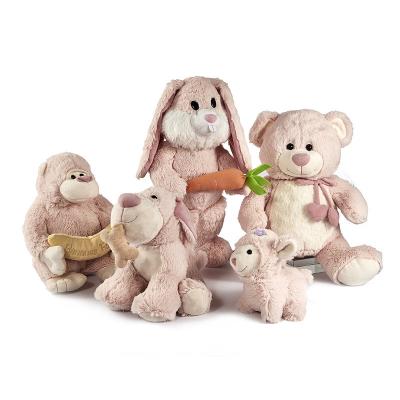 China Cute Gift Fast Shipping Cute Forest Family Animals Plush Toys Sets Soft Monkey Rabbit Bear Lamb Puppy Stuffed Toys for sale