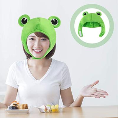 China Free Sample Lovely Gift Lovely Plush Frog Hood Hat Plush Frog Scarf Winter Animal Warm Frog Hat Animal Hat for sale