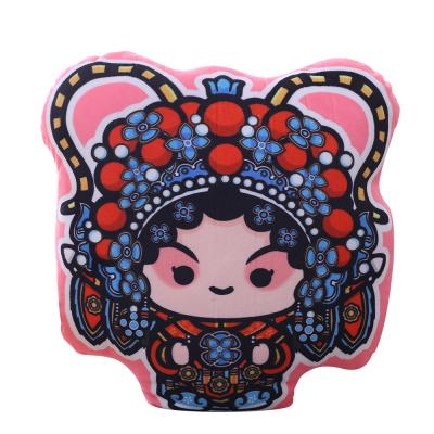 China Pretty Gift Free Sample Peking Opera Vivid Facial Makeup Stuffed Tile Plush Peking Opera Makeup Soft Facial Pad for sale