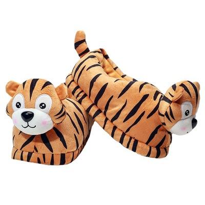 China 2022 fashion trend new design cute tiger shaped plush slippers women winter tiger shoes winter warm plush tiger anti-skid slipper for sale