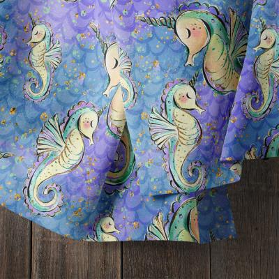 China Anti-Static Seahorse Sea Animals Printed Cotton Twill Fine Woven Fabric For Bed Sheet for sale