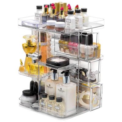 China 360 Degree Sustainable Waterproof Bathroom Clear Acrylic Rotating Makeup Organizer Countertops for sale