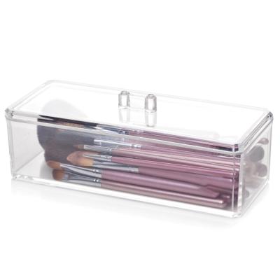 China Sustainable Clear Makeup Organizer Acrylic Makeup Brush Holder Box For Makeup Brushes for sale