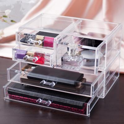 China Viable new design clear acrylic perspex makeup storage box with drawers for sale