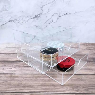 China 2 Drawer Organizer Makeup Acrylic Cosmetic Sustainable Custom Acrylic Organizer for sale