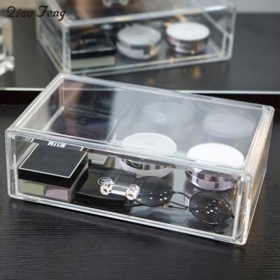 China Multifunctional Makeup Fun Storage Viable Choice Acrylic Stackable Clear Space Makeup Organizer With Drawer for sale