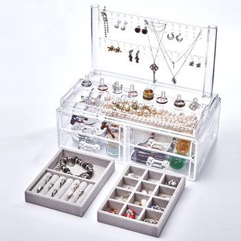 China Wholesale Home Hanging Stackable Jewelry Display Acrylic Make Up And Earring Jewelry Organizer For Earrings for sale